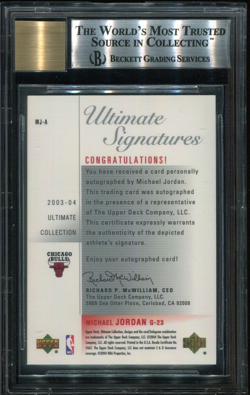 Michael Jordan 2003 Upper Deck Ultimate Collection Ultimate Signatures #MJ-A