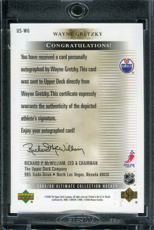 Wayne Gretzky 2005 Upper Deck Ultimate Collection Ultimate Signatures (NHL) #US-WG