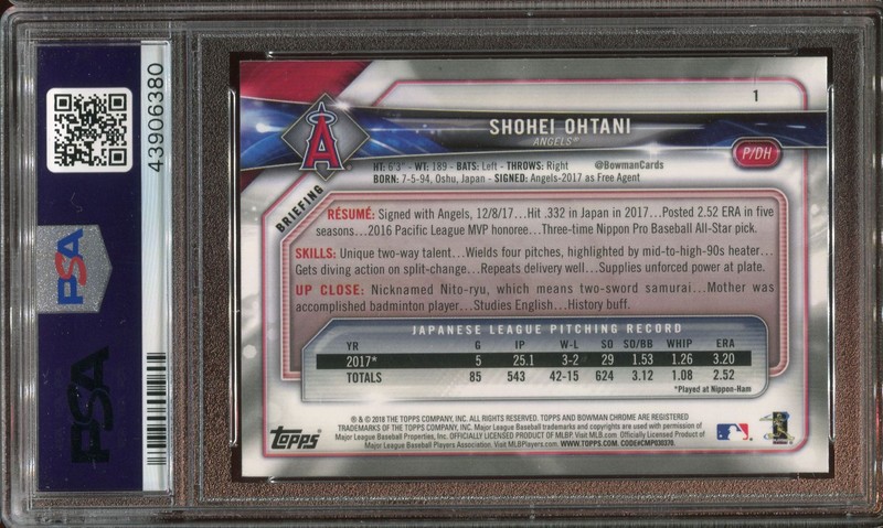 Shohei Ohtani 2018 Bowman Chrome #1