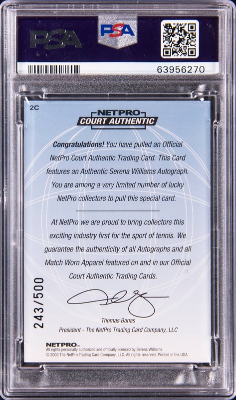 Serena Williams 2003 NetPro International Series Autograph #2C 243/500