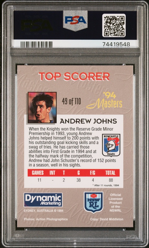 Andrew Johns 1994 Dynamic Masters #49