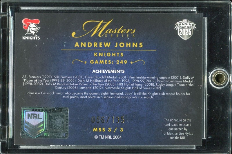 Andrew Johns 2025 NRL Elite Masters Series #MSS3 56/135