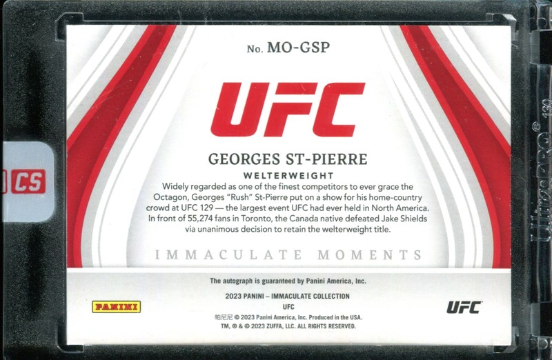 Georges St-Pierre 2023 Panini Immaculate Immaculate Moments #MO-GSP 98/99