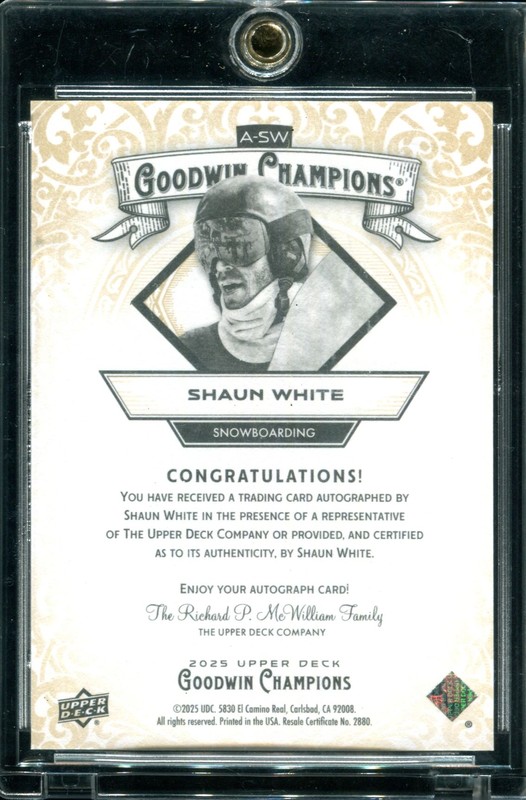 Shaun White 2025 Upper Deck Goodwin Champions #A-SW