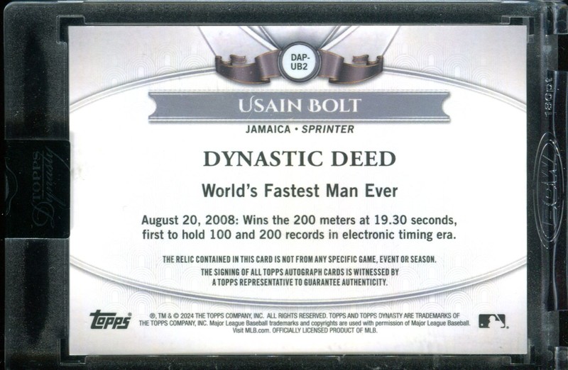 Usain Bolt 2024 Topps Dynasty Dynastic Deed ##DAP-UB2 3/10